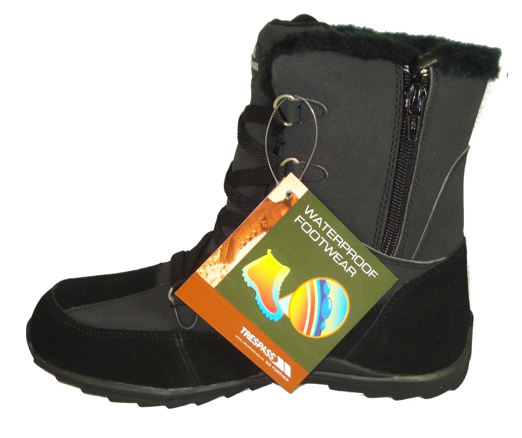 Ladies TRESPASS Black Waterproof Snow Walking Boots | eBay